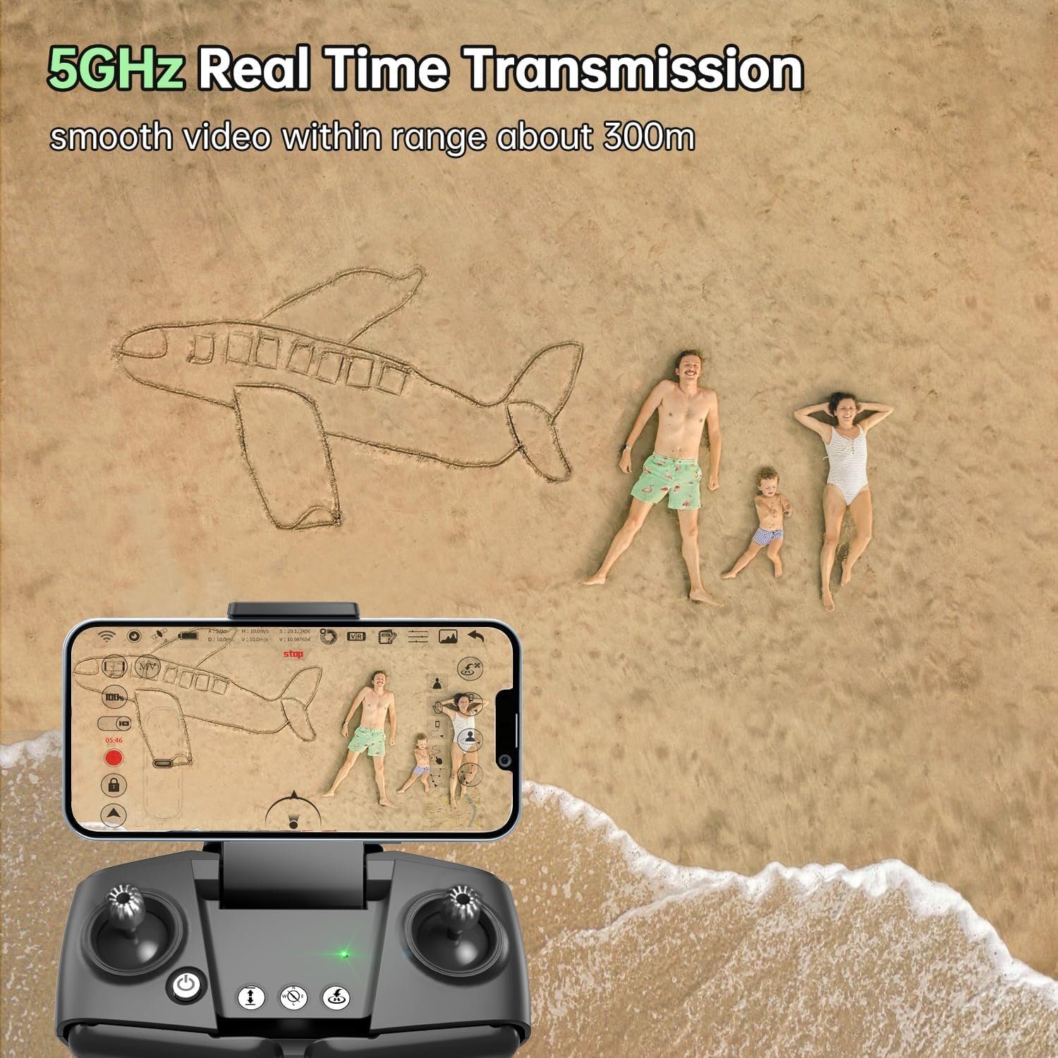 Loolinn Drohne (2K, Drohne GPS Leicht & Langlebig 50 Min Flugzeit 4K Kamera Rückflug)