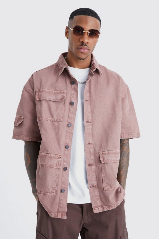 Kastiges Cargo-Jeanshemd