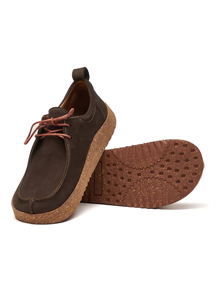 Comfortfusse Leder-Schnürschuhe in Braun günstig kaufen
