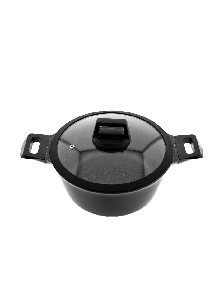 Mulex Kochgeschirr Set 7-tlg Topfset Koch-/Braten-Topf-Set Induktion in Schwarz günstig kaufen 7