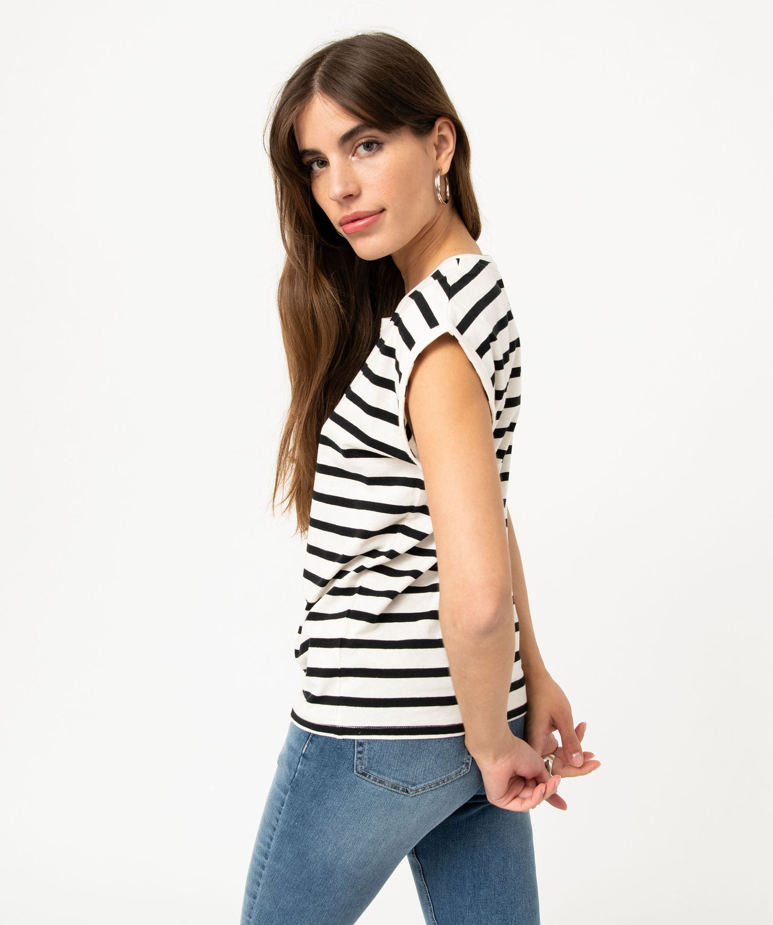 Tee-shirt femme rayé à manches ultra courtes raye | GEMO