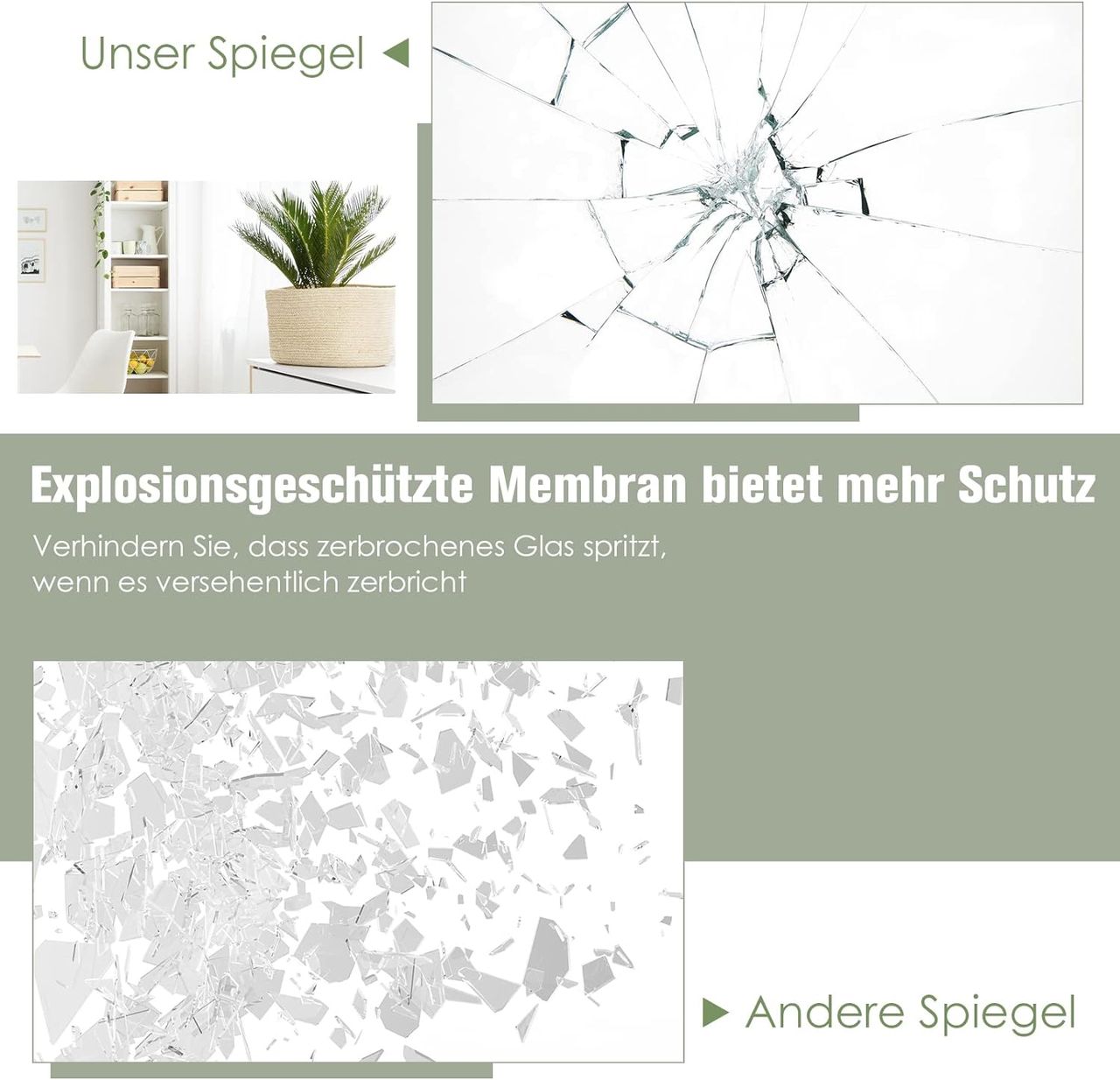 Costway Wandspiegel Ganzkörperspiegel, Türspiegel