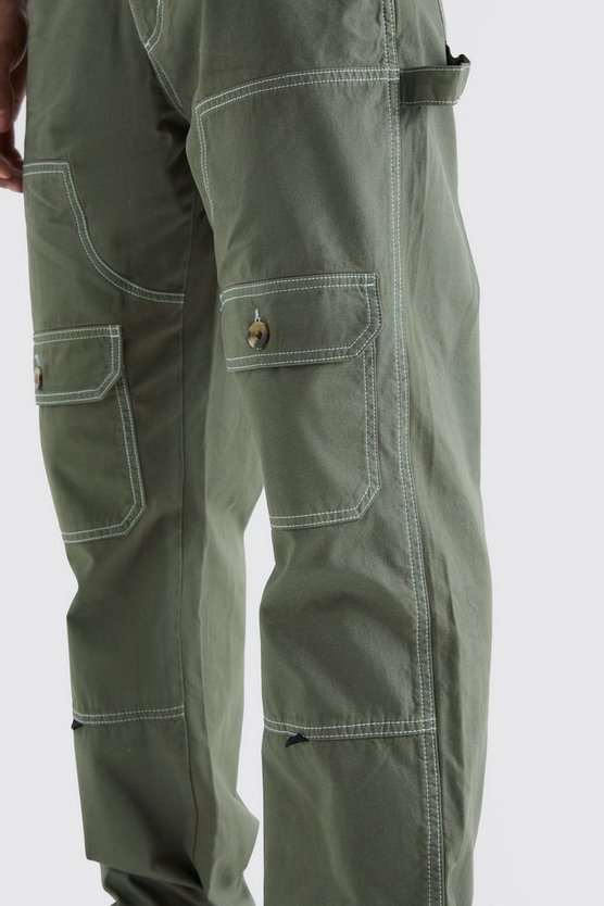 Lockere Cargo-Hose mit Kontrast-Naht