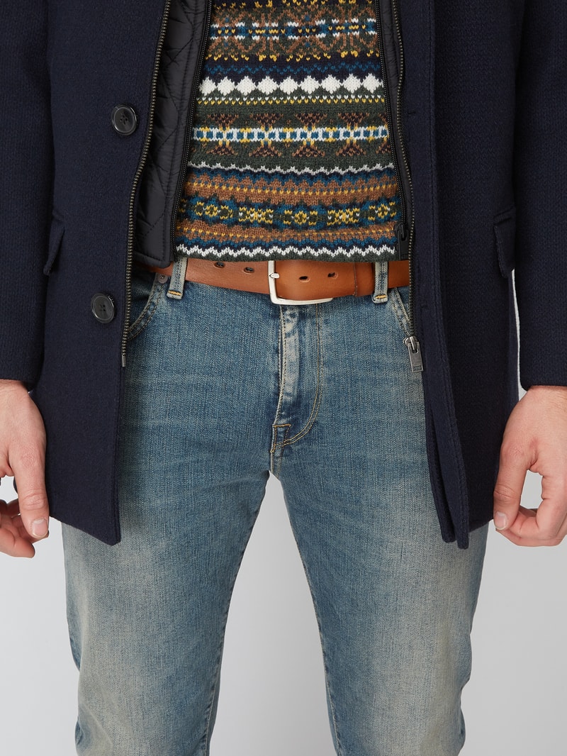 Ledergürtel mit Dornschließe in cognac