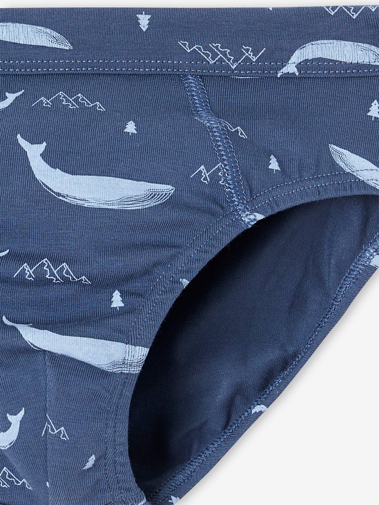 Vertbaudet 7er-Pack Jungen Slips mit Bio-Baumwolle, Wale - himmelblau