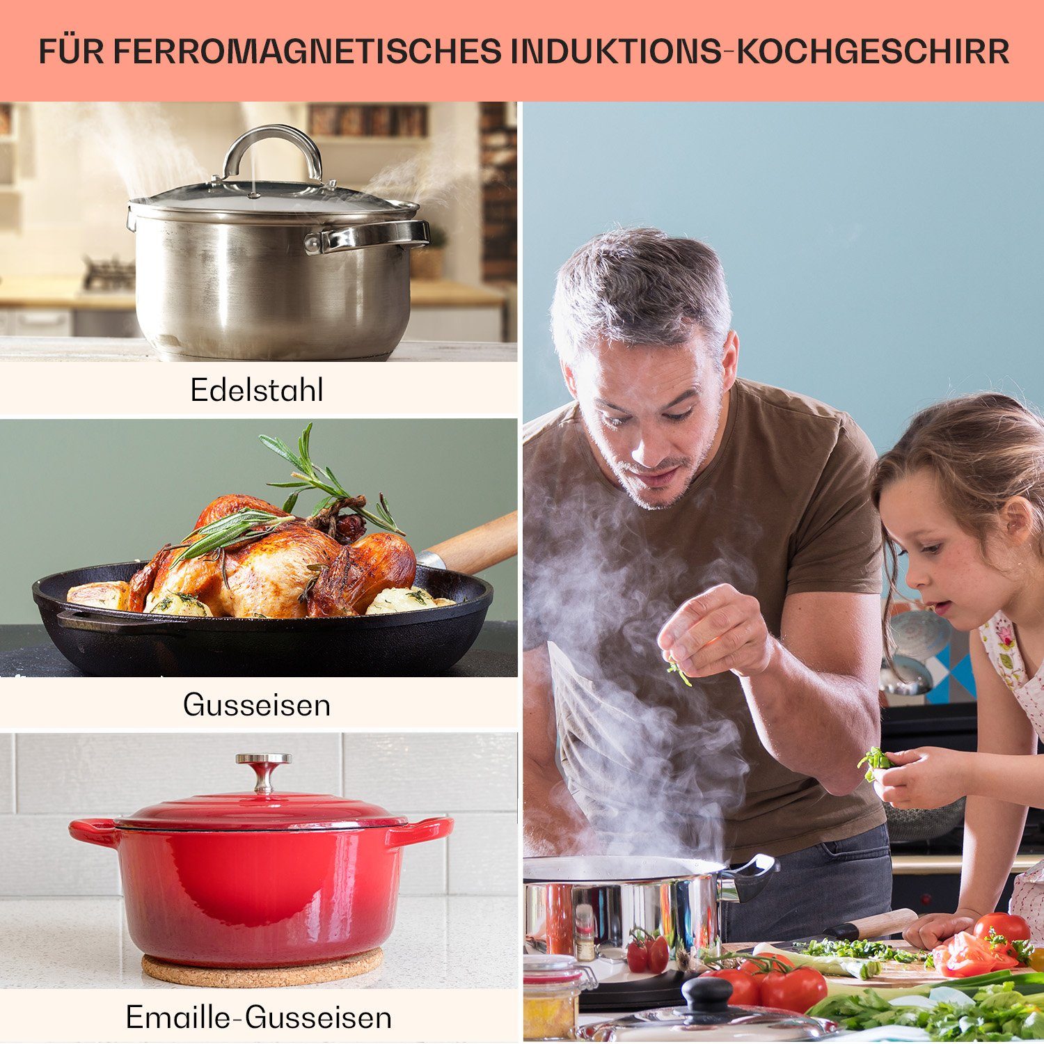 Klarstein Induktions-Kochfeld Deejay Freizonen-Induktionskochfeld 3500 W Glaskeramik Touch schwarz CP5-Deejay, Freizonen Induktionskochfeld Einbau Induktionsherd Kochplatten Herd