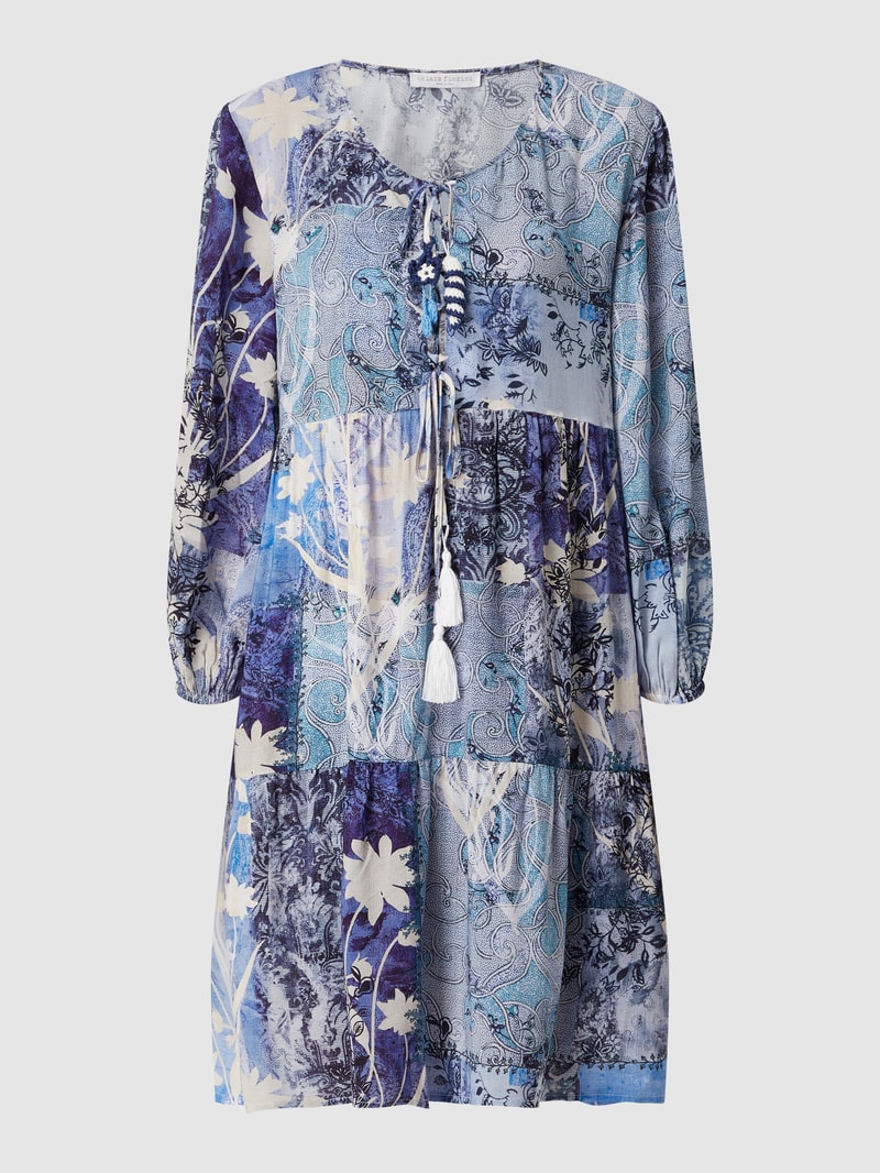 Kleid mit floralem Muster in marineblau