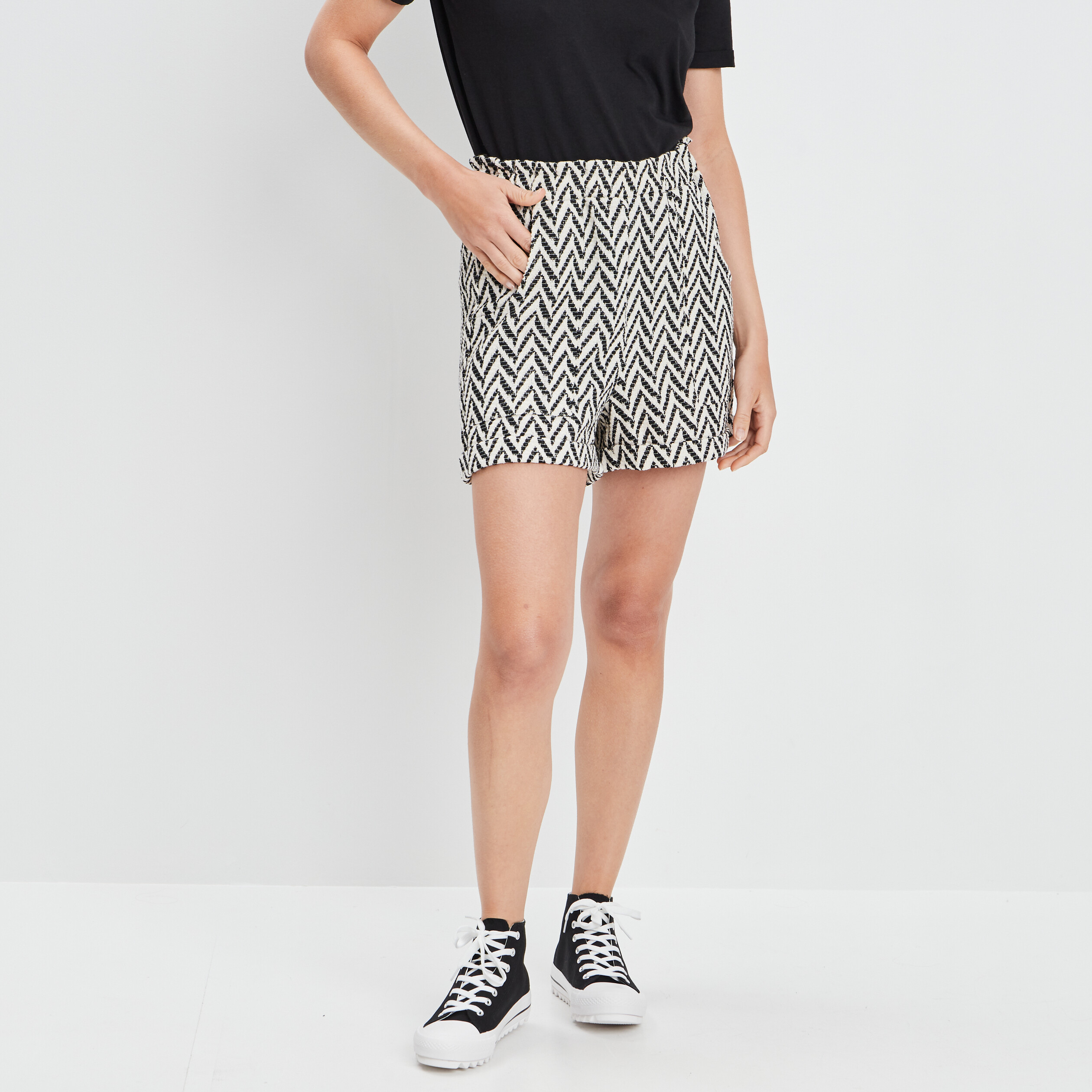 Short droit taille élastiquée ecru femme | La Halle