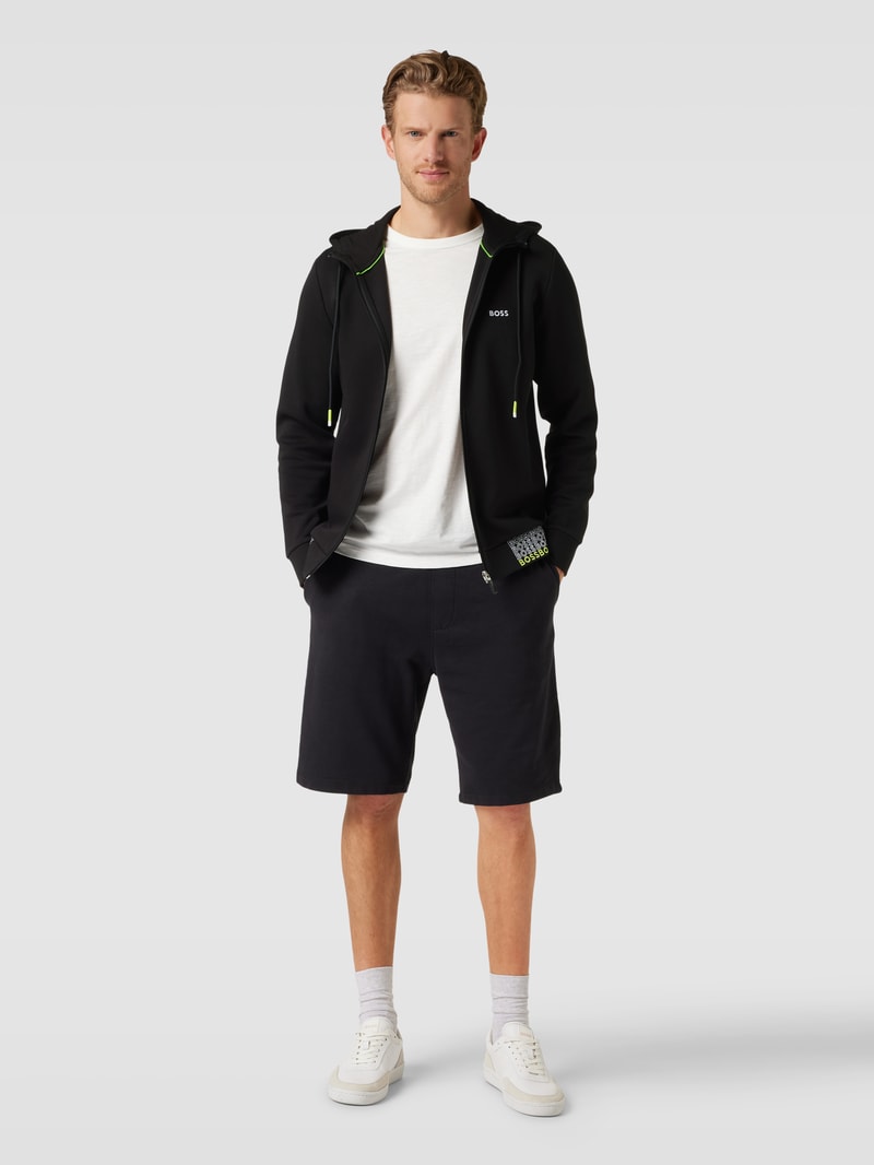 Sweatjacke mit Label-Stitching Modell 'Saggy' in schwarz