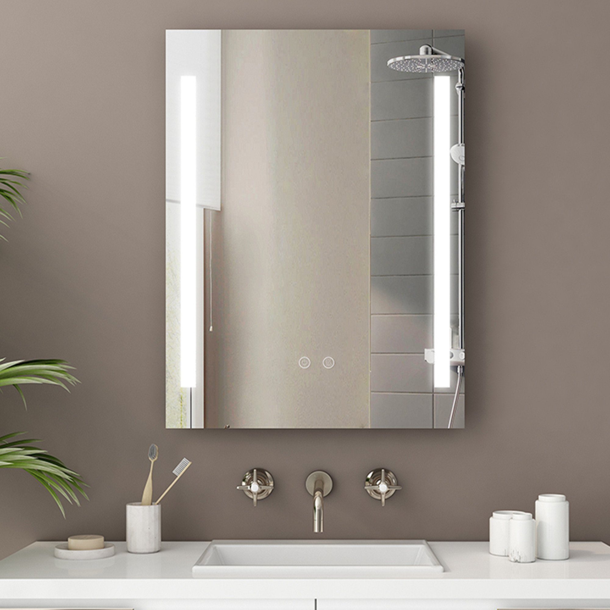 IMPTS Badspiegel LED Badezimmerspiegel mit Beleuchtung Touchschalter, IP44,Dimmbar