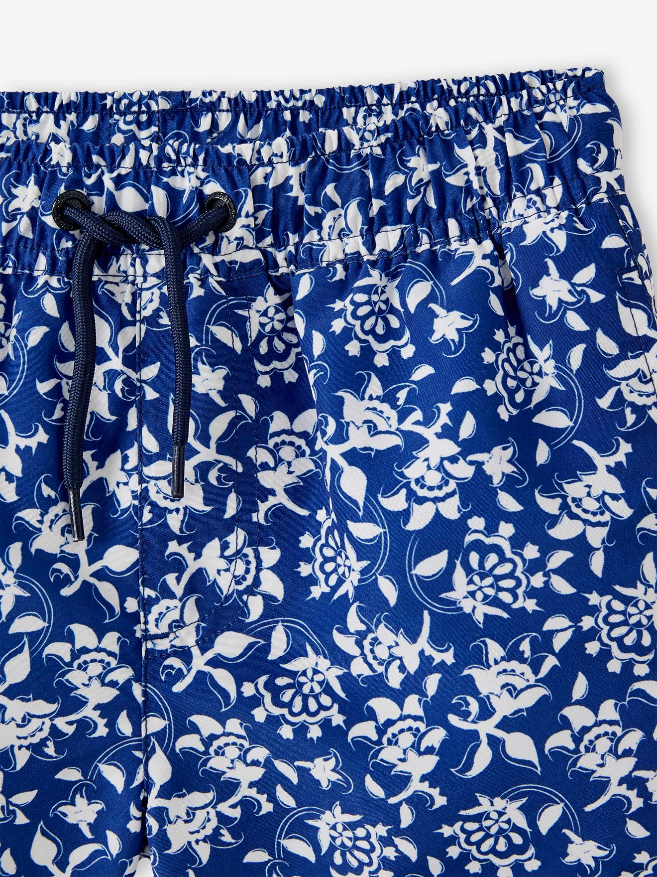 Vertbaudet Capsule Bademode Team Familie: Jungen Badeshorts Oeko-Tex - blau/weiß geblümt