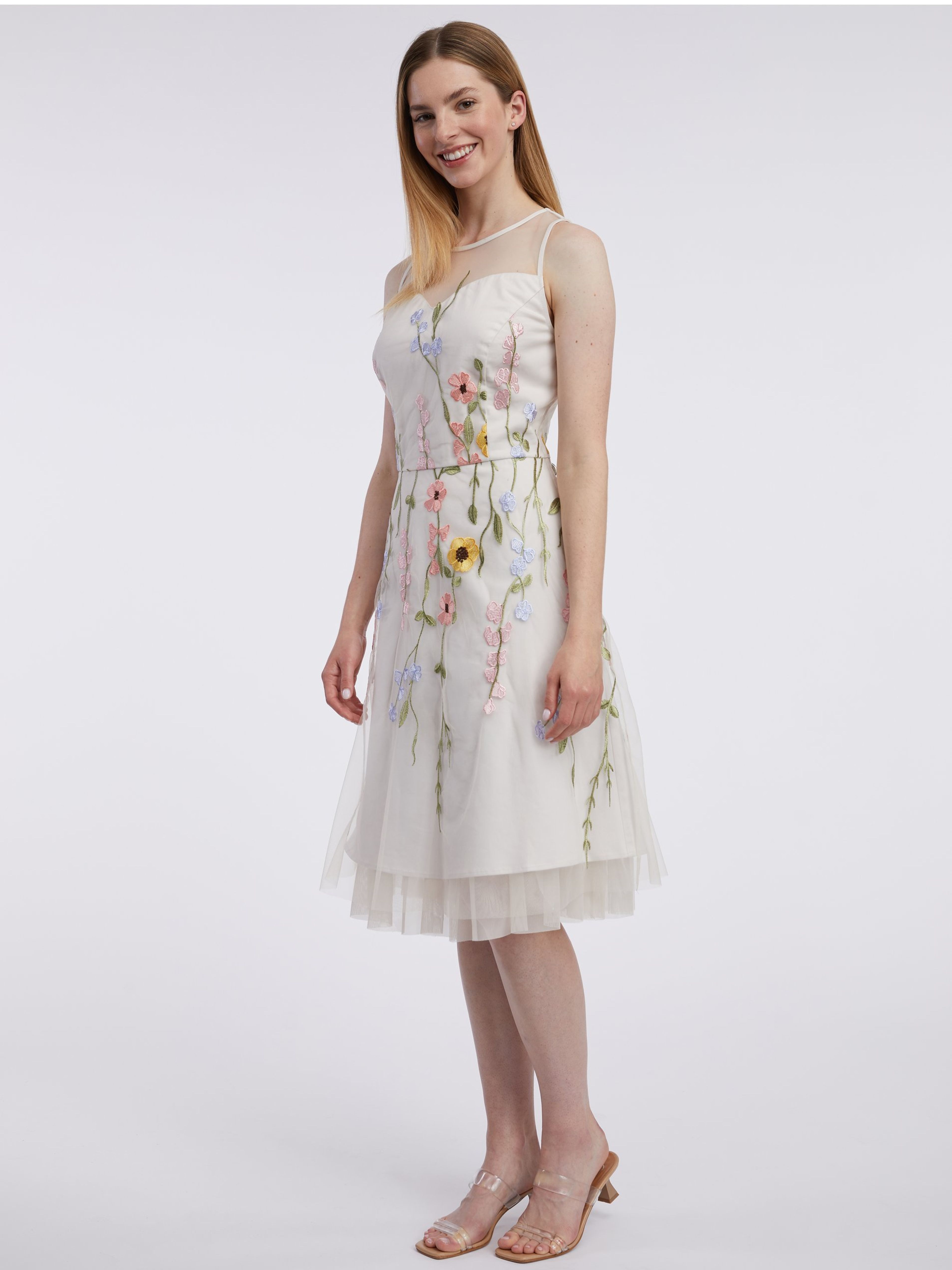 Weißes geblümtes Damenkleid ORSAY