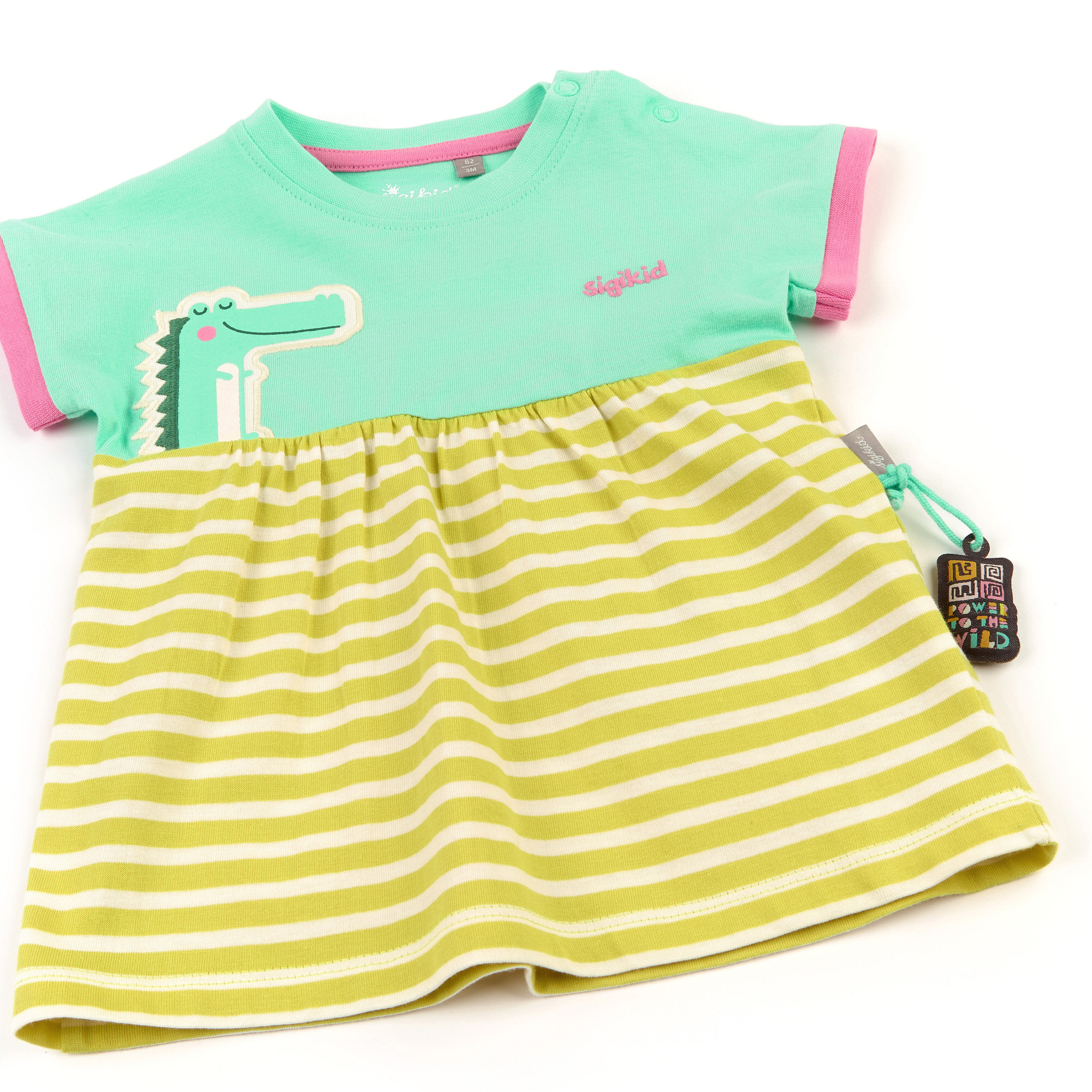 Babykleid Happy Wildlife grün/geringelt