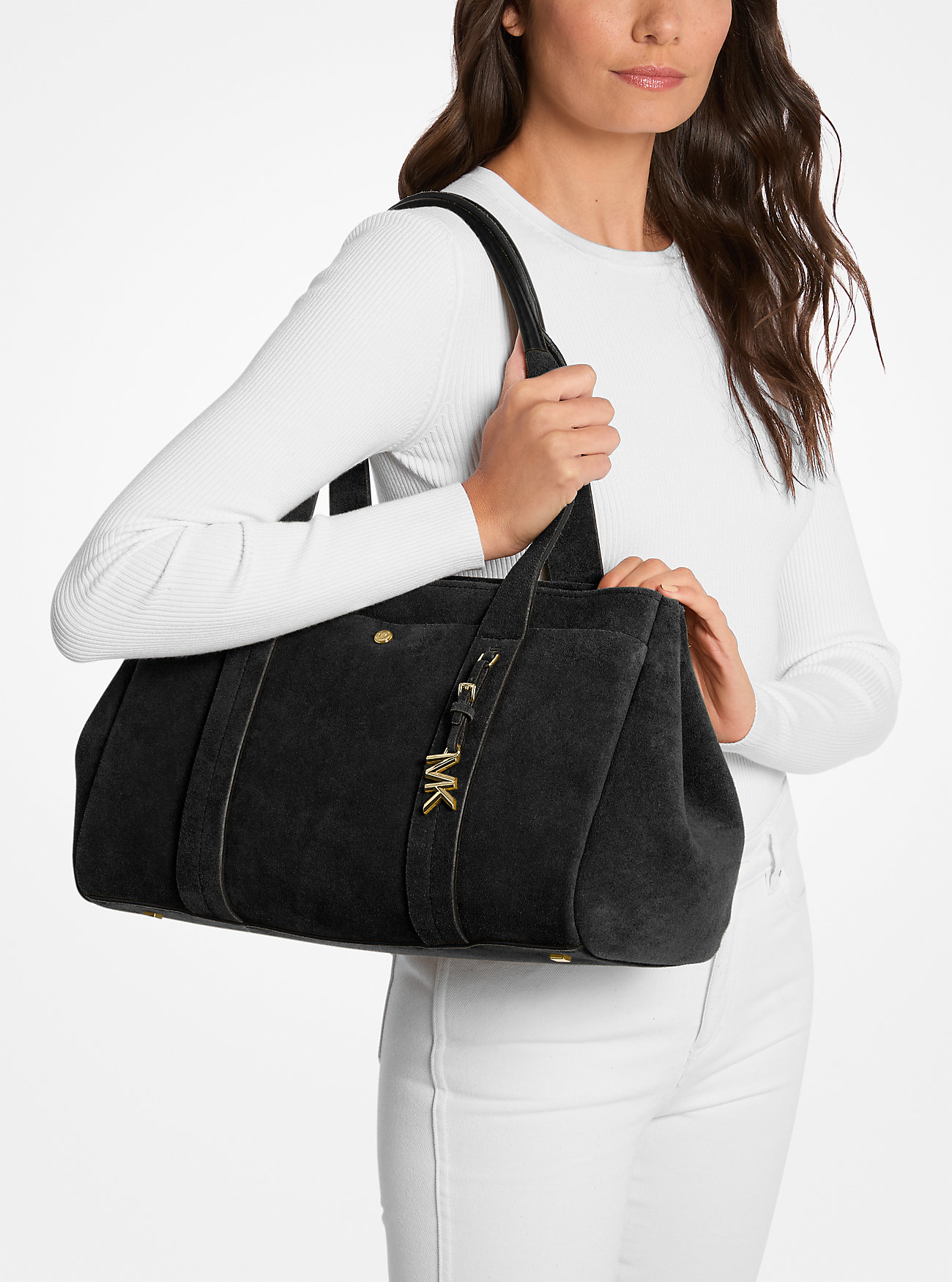 Borsa tote grande Romee in pelle scamosciata - NERA