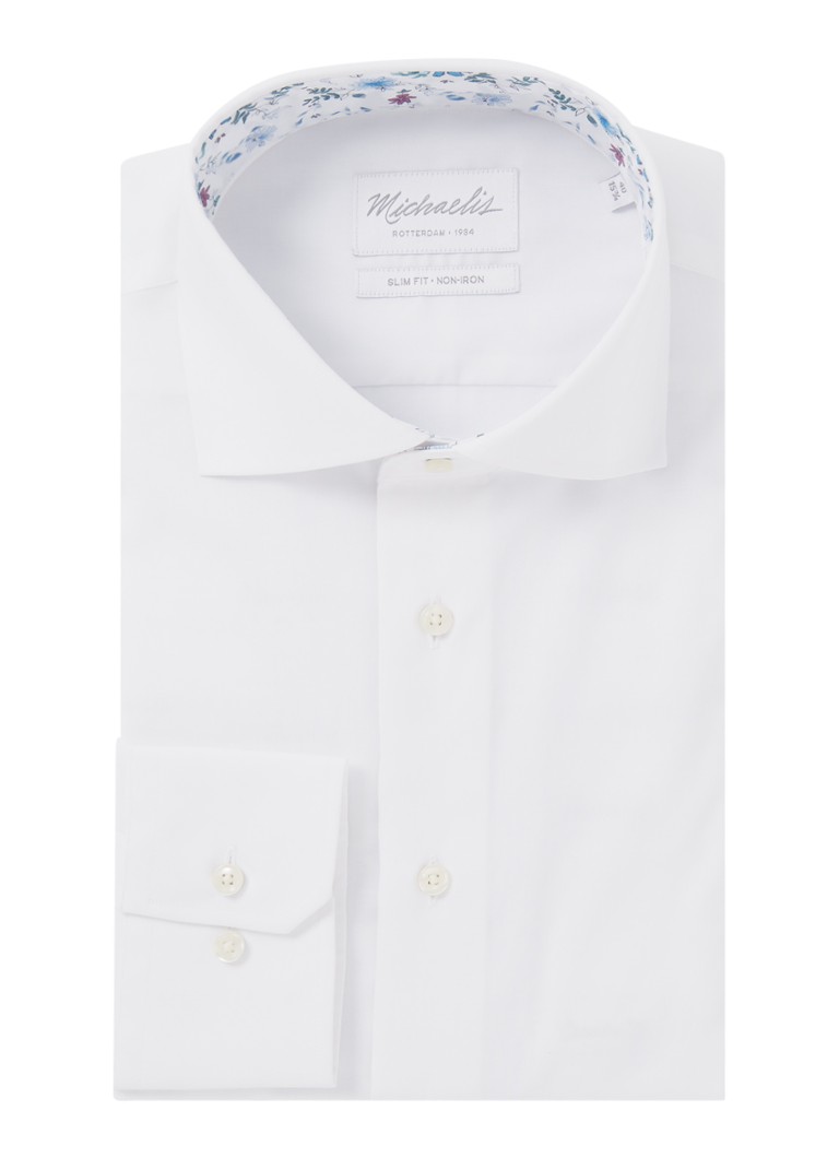 Košile Michaelis Slim Fit s výstřihem do V a límcem bez žehlení