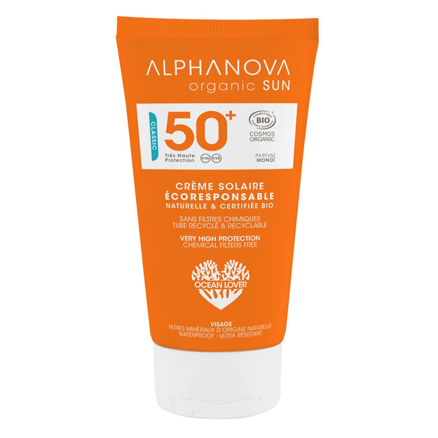 Alphanova Organic Sun Crème Solaire Bio SPF50+ Très Haute Protection 50 ml