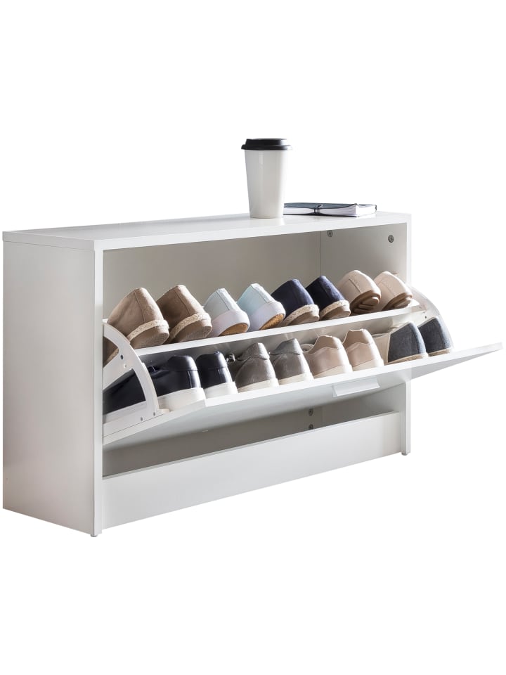 KADIMA DESIGN Schuhbank SPLIT mit Sitzfläche Schuhkipper Holz 80 x 47 x 24 cm, in Weiß günstig kaufen onesize