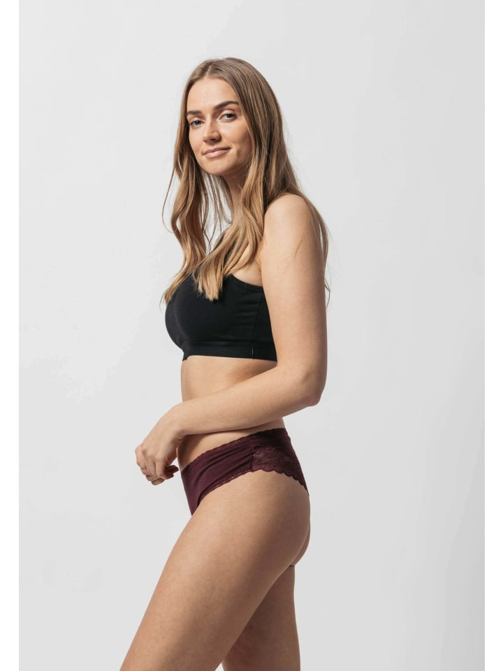 SNOCKS Brazilian Slips mit Spitze aus Bio-Baumwolle 3 Stück in Mix (Mauve/Weinrot/Schwarz) günstig kaufen