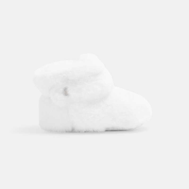 Chaussons soft boa fourrés blancs naissance