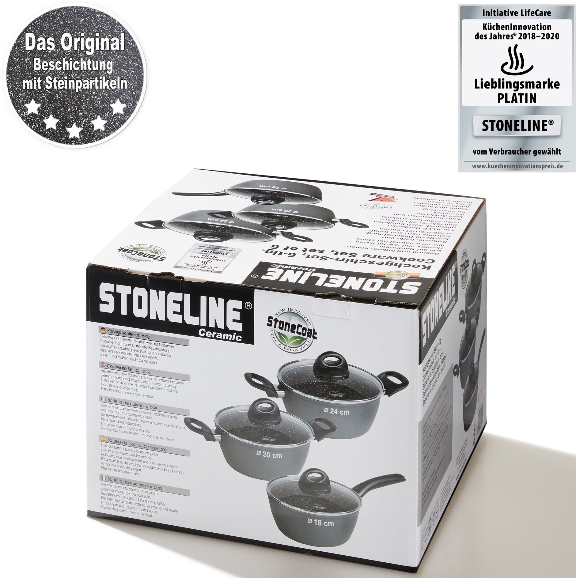 STONELINE Topf-Set CERAMIC, Aluminium (Set, 6-tlg), Induktion