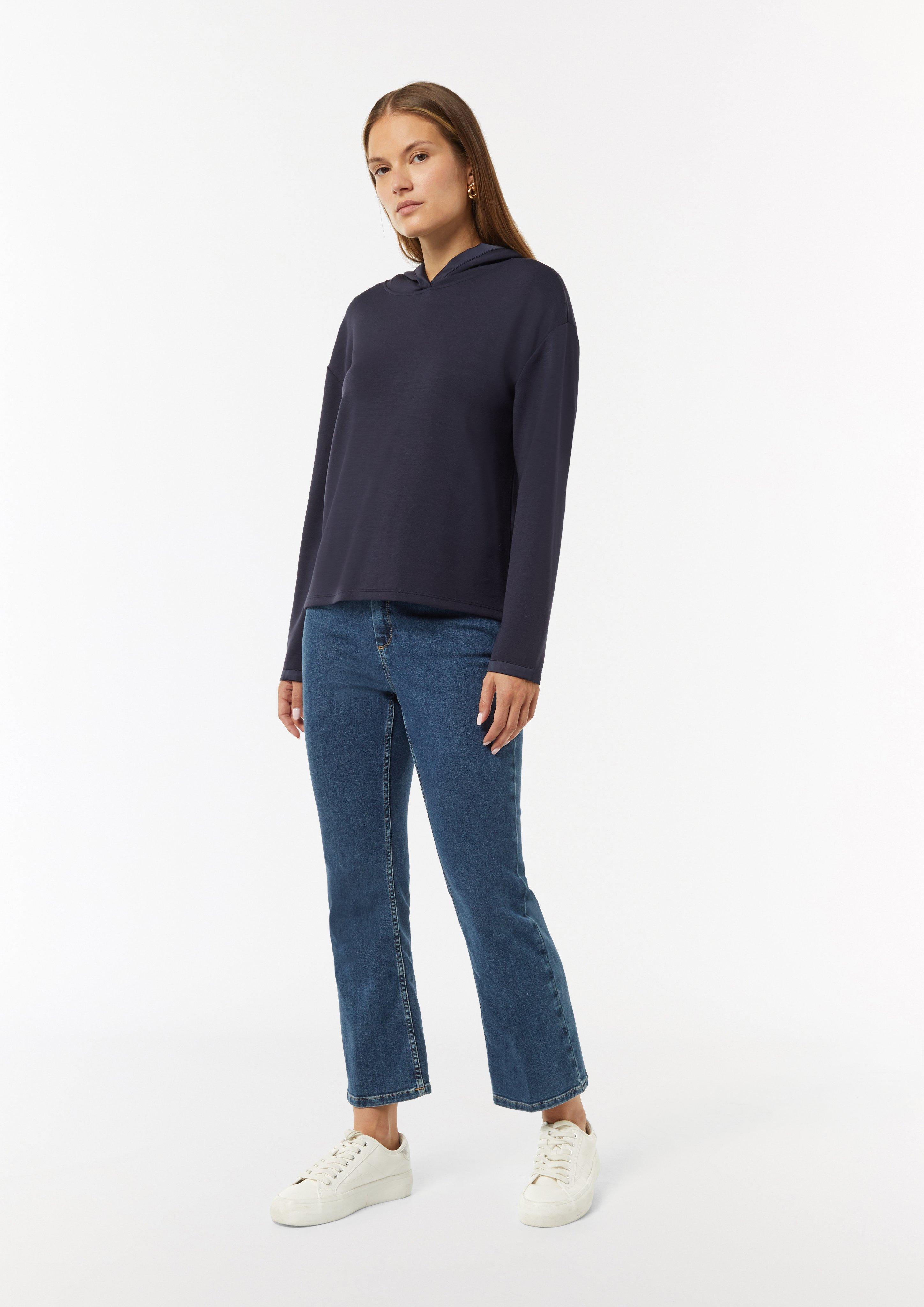Weiches Kapuzenshirt mit Satin-Details - navy