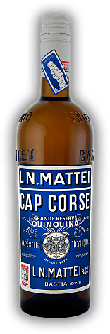L.N.Mattei Cap Corse Grande Reserve Quinquina Blanc (Blaues Etikett) L.N.Mattei Cap Corse Grande Reserve Quinquina Blanc (Blaues Etikett) Ein weißer Quinquina der Extraklasse. 0,75	 Liter - Vol 17%