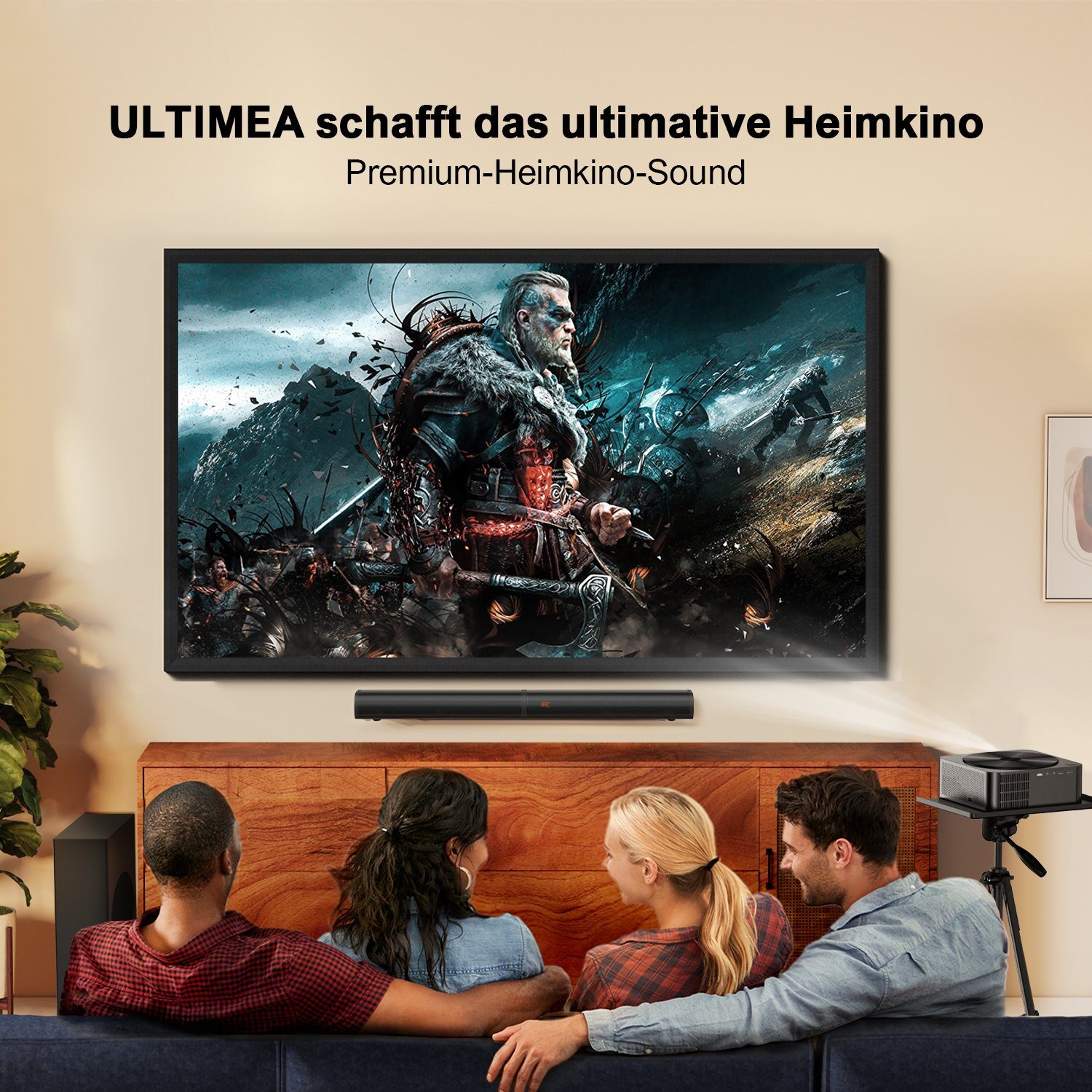 Ultimea Apollo P40 + Tapio VII 2.1 Heimkinosystem (beamer & Soundbar, 1080P, 700ANIS)