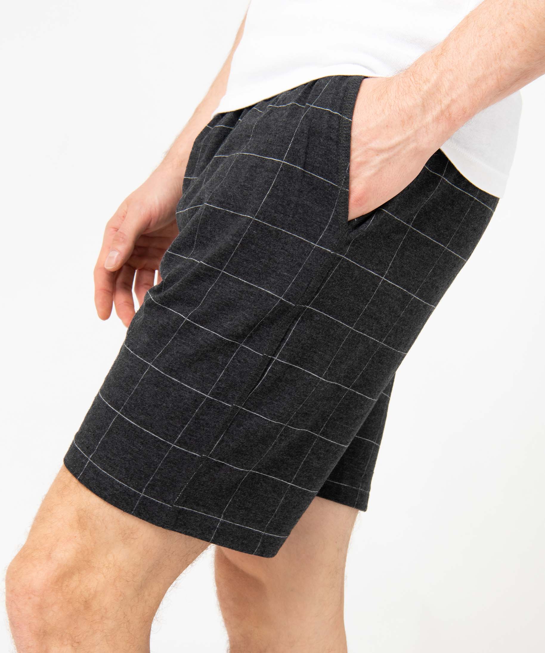 Short de pyjama homme en jersey à taille élastiquée carreaux | GEMO