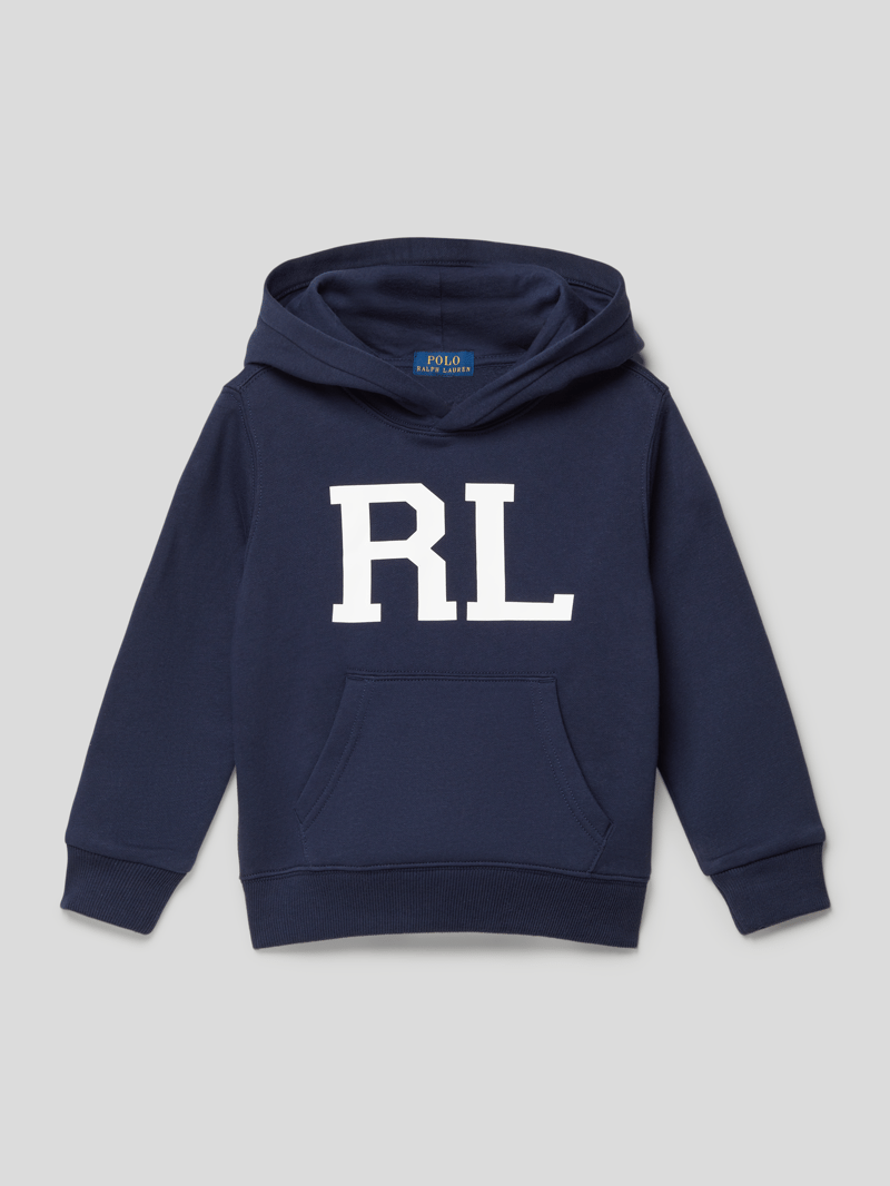 Hoodie mit Label-Detail in marineblau
