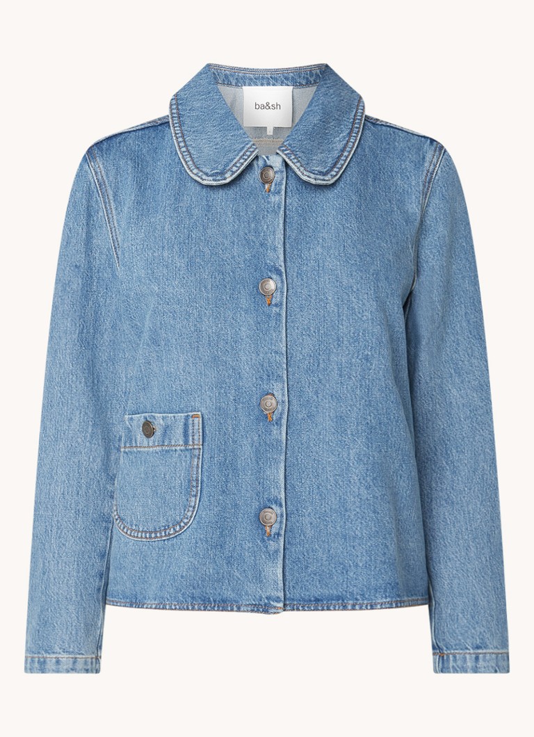 Jachetă din denim Ba&sh Petite cu buzunar cu clapă