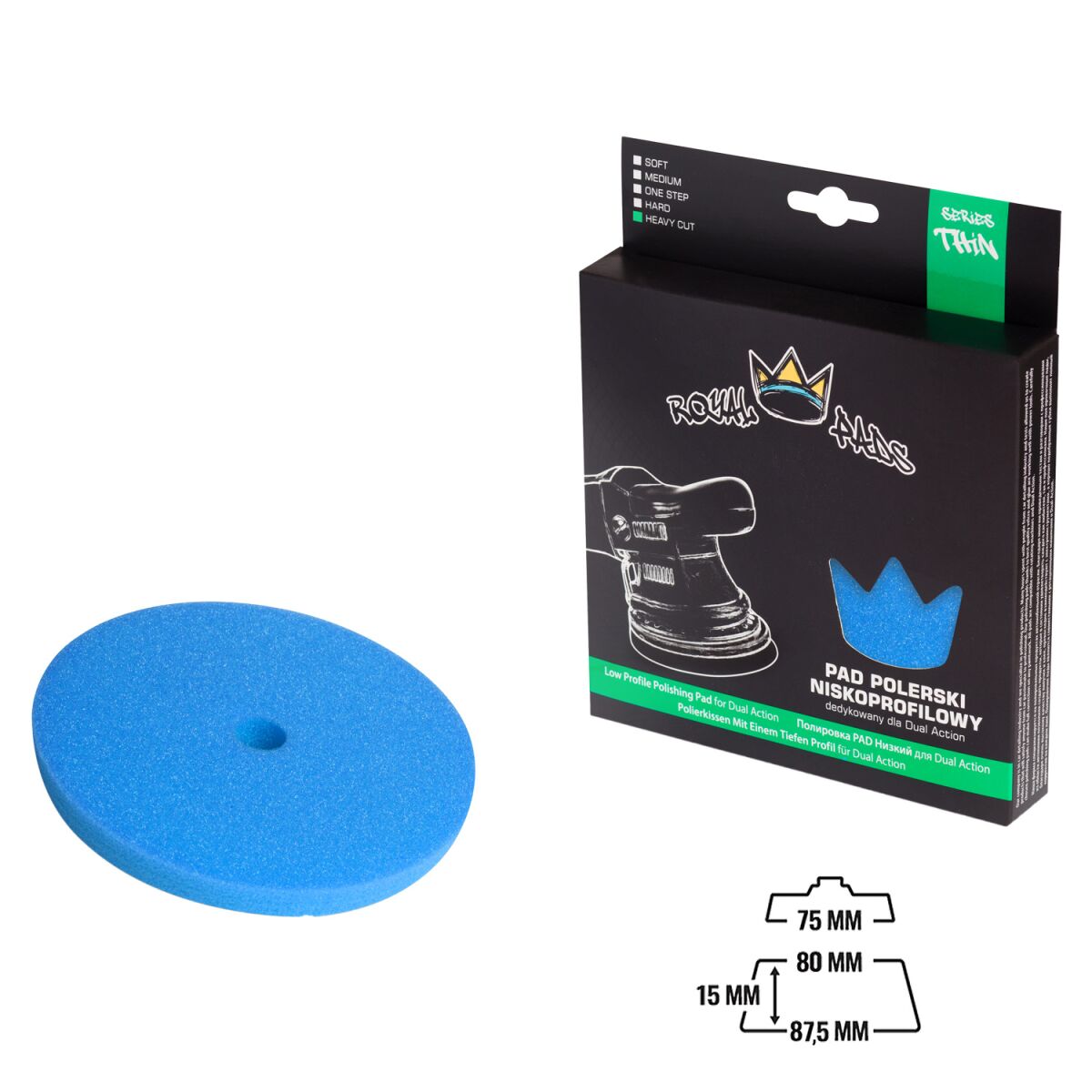 Royal Pads THIN Heavy Cut Schaum-Polierpad 80mm blau