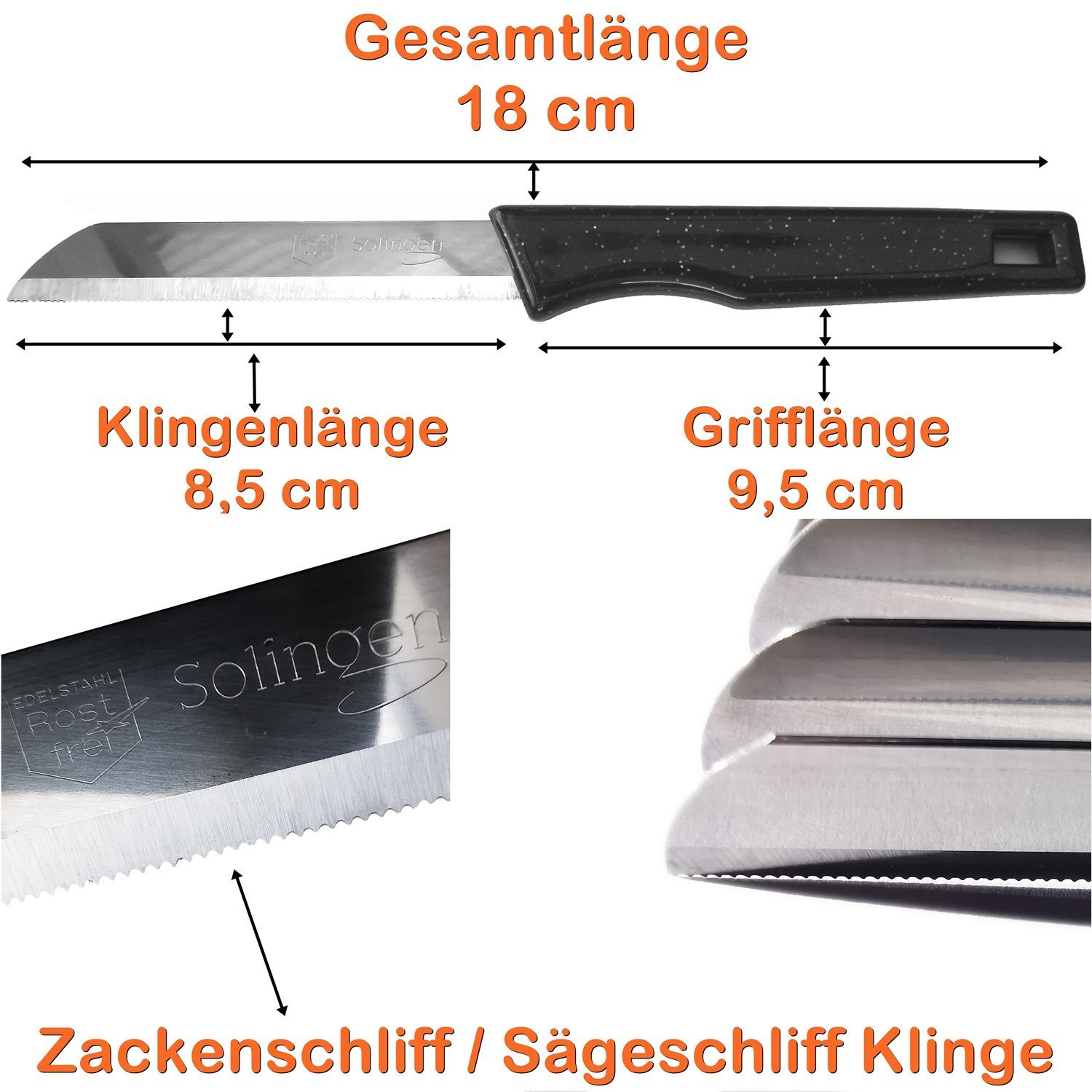 Fiora Allzweckmesser Solingen Messer Obstmesser Küchenmesser Gemüsemesser Sehr Scharf Rostfrei