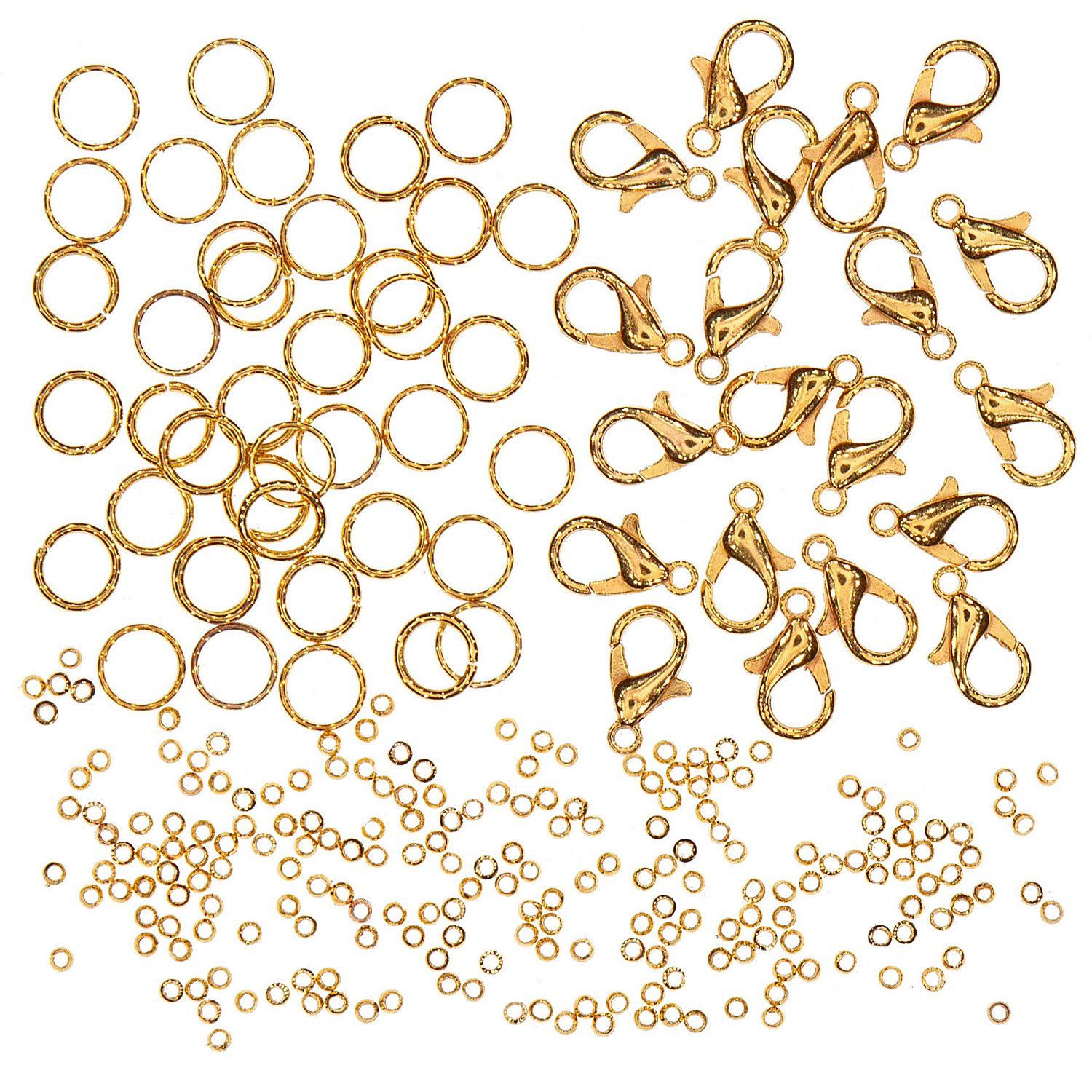 Großpack Verschluss- und Quetschperlen, gold