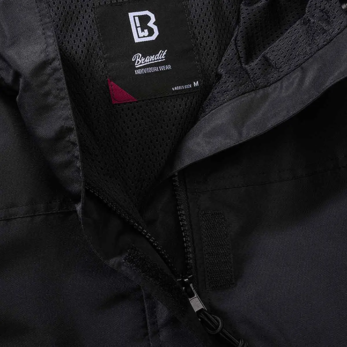 Ladies Summer Windbreaker Frontzip schwarz