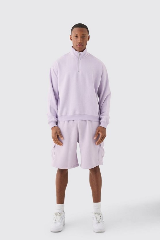 Kastiges Oversize Sweatshirt mit 1/4 Reißverschluss