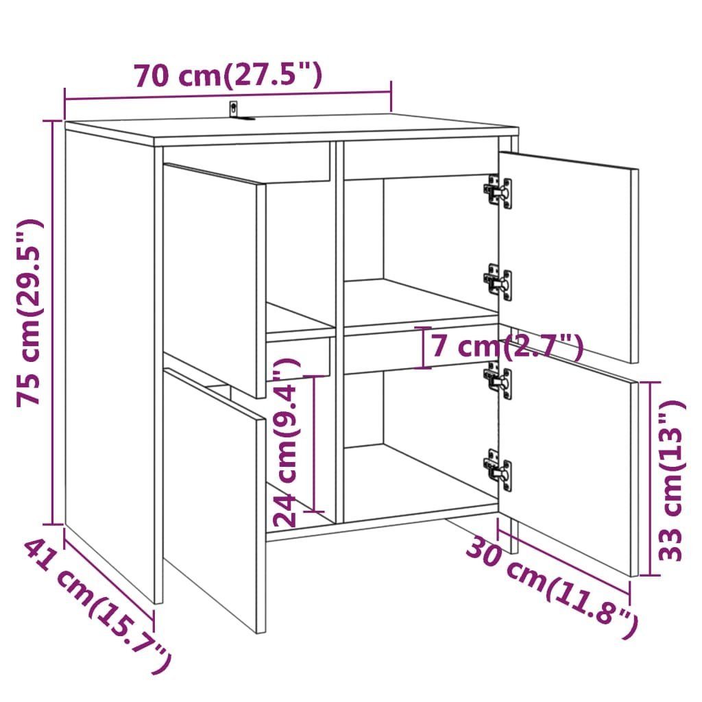 vidaXL Sideboard 3-tlg. Sideboard Braun Eichen-Optik Holzwerkstoff (3 St)