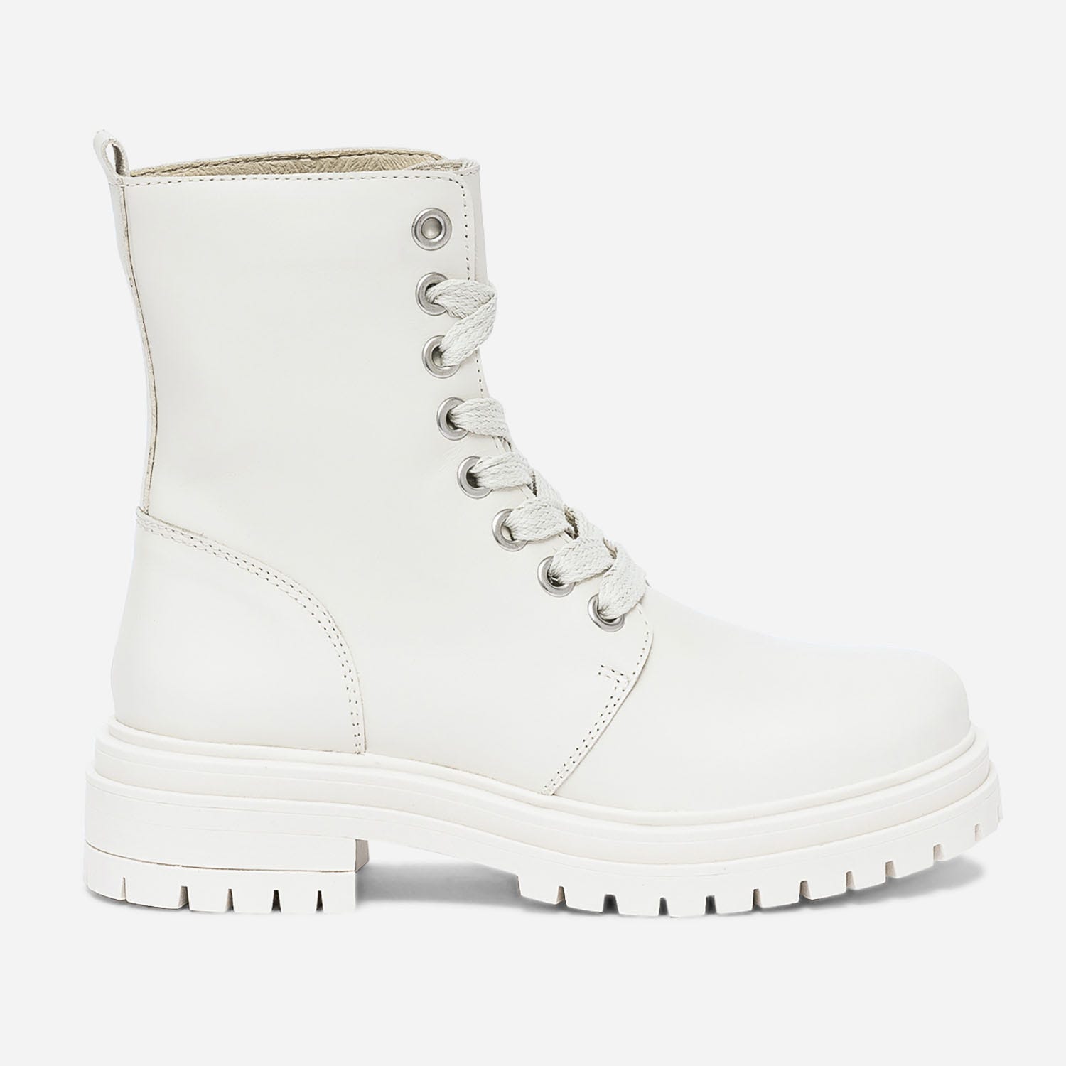 Boots TEXTO écru en cuir à semelle crantée