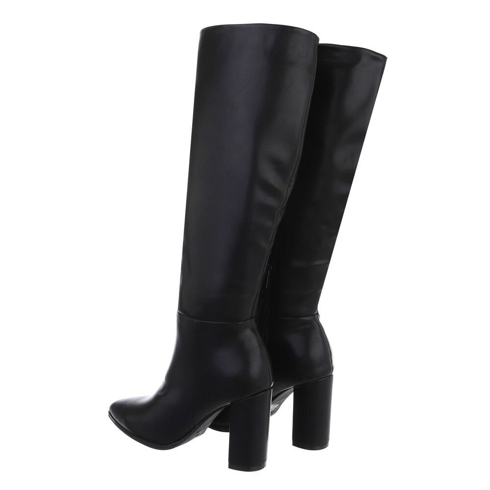 Ital-Design Damen Elegant High-Heel-Stiefel Blockabsatz High-Heel Stiefel in Schwarz