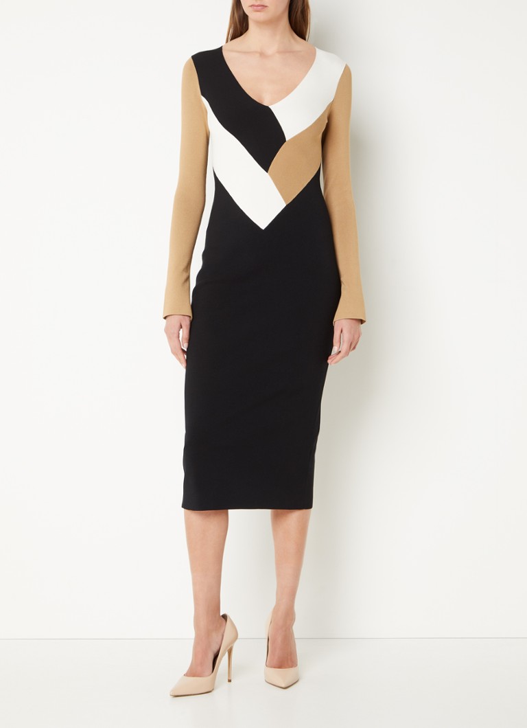 Vestido midi Florence de HUGO BOSS con escote en V y estampado
