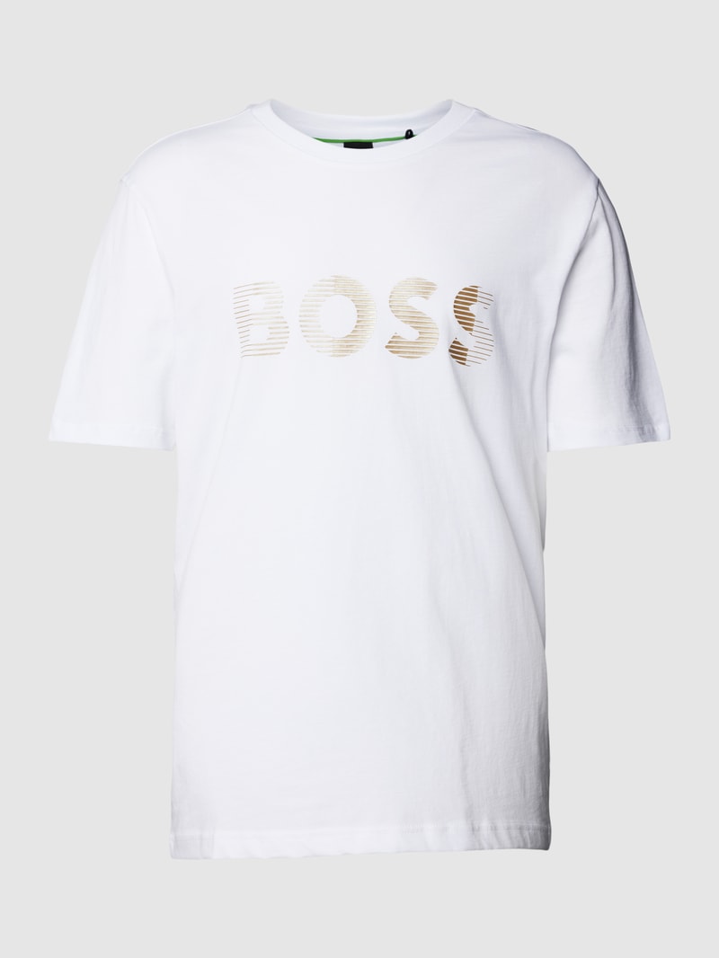T-Shirt mit Label-Print in weiß