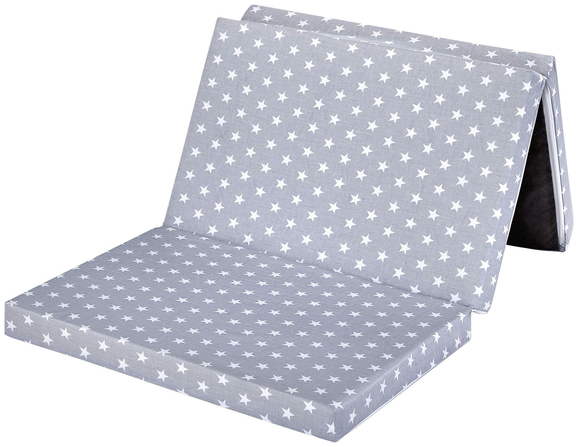Klappmatratze Kinder-Reisematratze STAR grau, Bambini, 6 cm hoch, Qualitätsschaumstoff