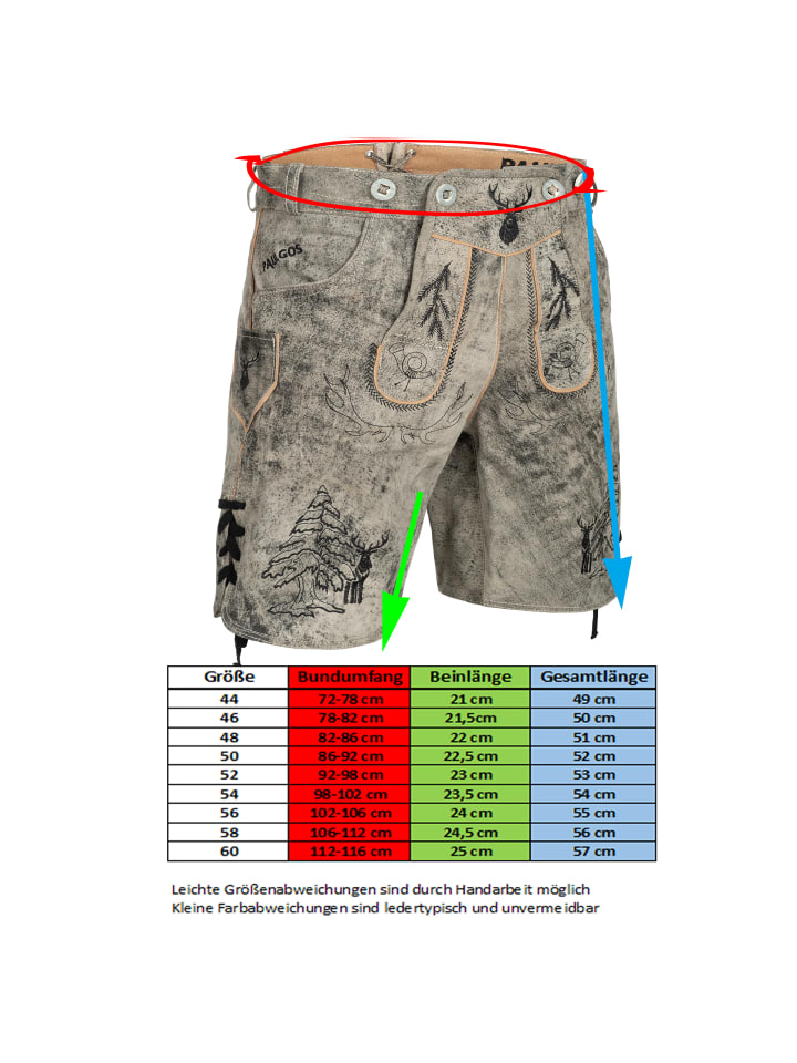 PAULGOS Lederhose Kurz Echtleder HK5 ANTIK in Mitternachtsgrau günstig kaufen