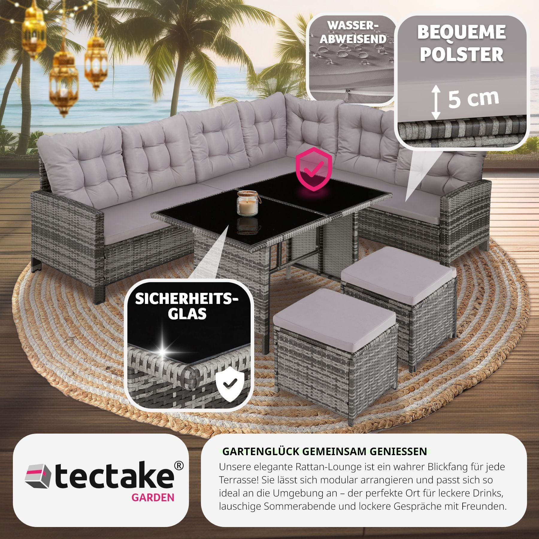 tectake Loungeset Barletta, (Set, 6-tlg)
