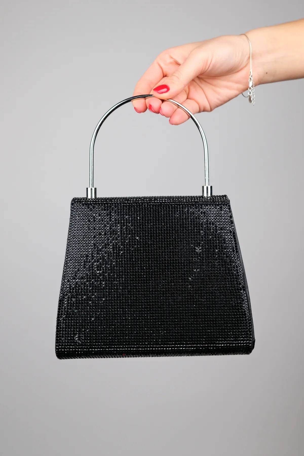 LuviShoes  LAMAYA Schwarze Handtasche mit Steinen für Damen