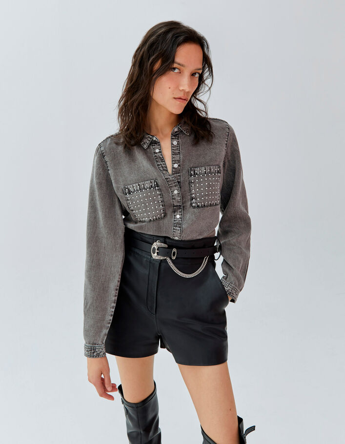 Short cuir d'agneau femme