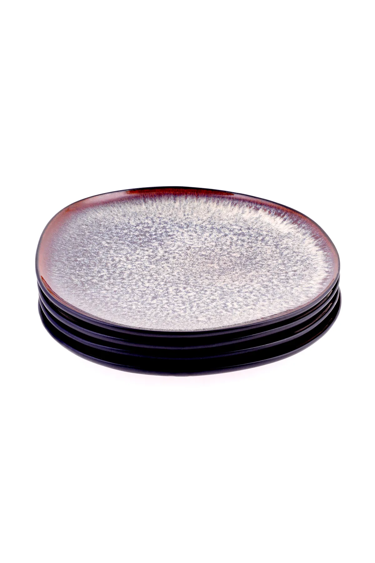 Karaca  Schwarz Galactic Reactive Dessertteller 4er-Set, Modern, Stilvoll, Außergewöhnlich, Reaktives