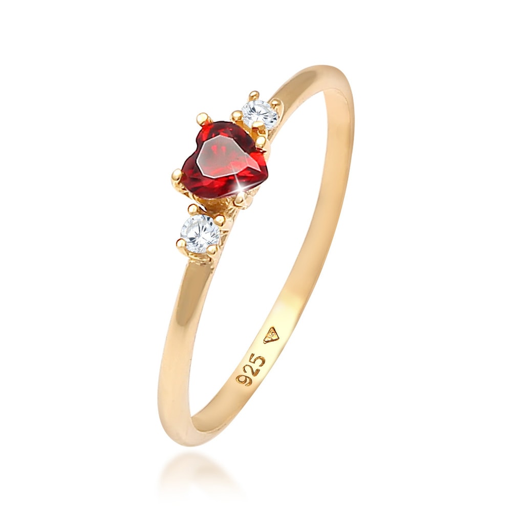 Elli Elli Bague Femme Amour Cœur Rouge avec Cristaux de Zirconium en Argent Sterling 9 Bague