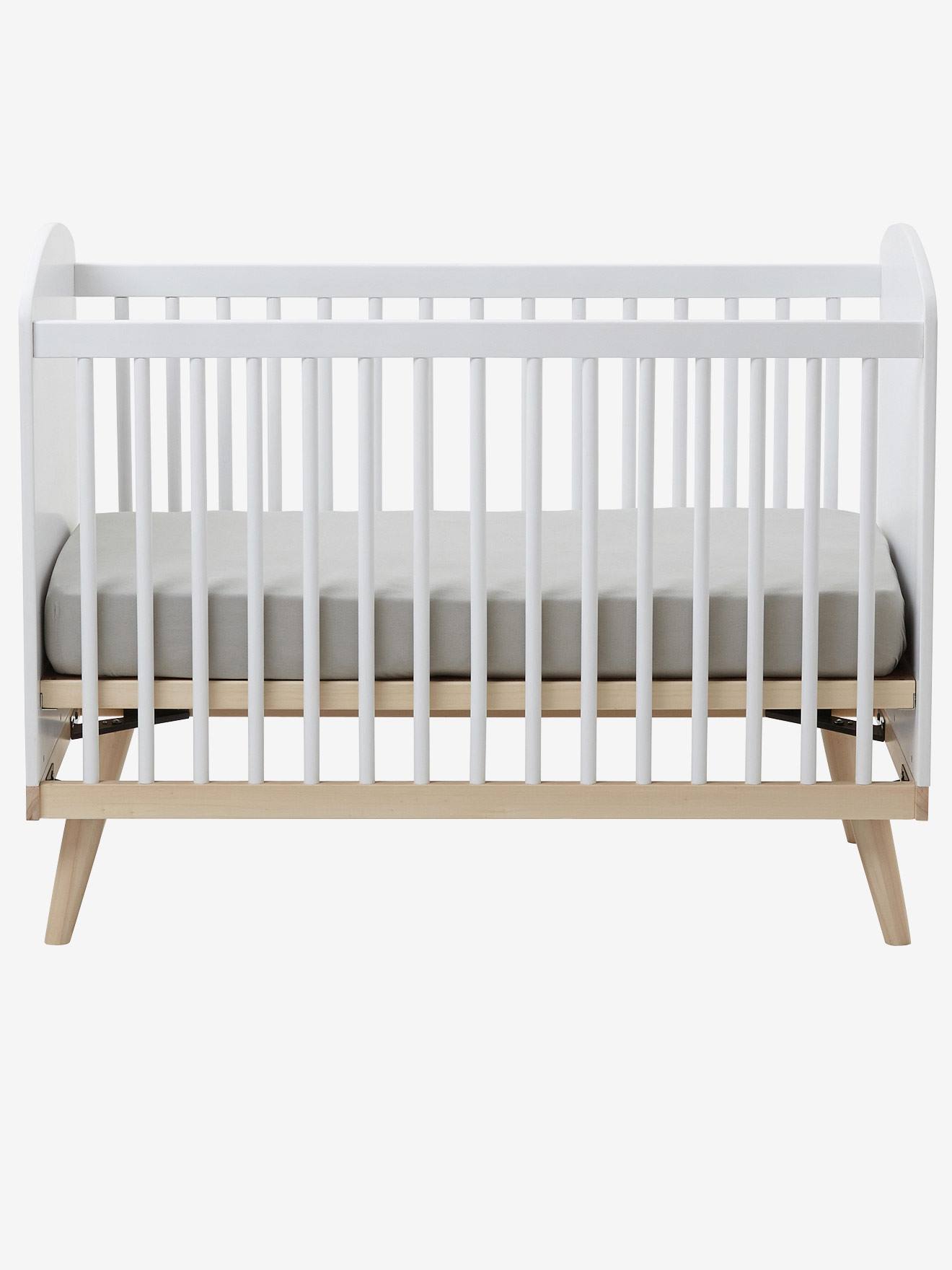 Vertbaudet Babybett KONFETTI mit höhenverstellbarem Lattenrost - weiß/natur