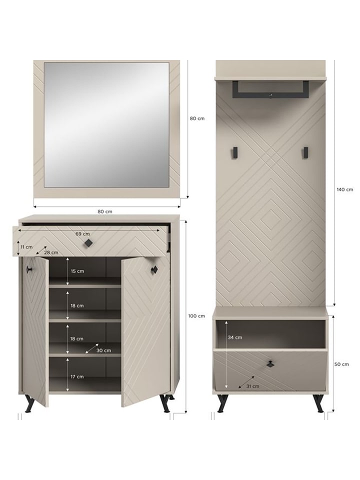 ebuy24 Garderobenmöbel Notes Beige 195 x 35 cm günstig kaufen onesize