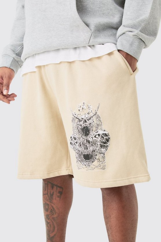 Plus Oversize Jersey-Shorts mit Print
